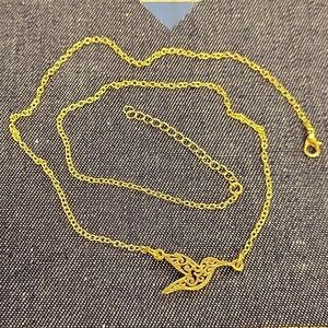 Gold Tone Bird Dove 22" +2" Extension Necklace